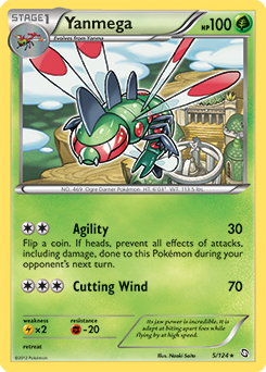 Rare Pokémon card Yanmega 5/124 from Dragons Exalted expansion