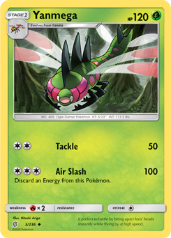 Uncommon Pokémon card Yanmega 3/236 from Unified Minds expansion