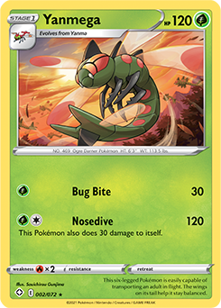 Rare Pokémon card Yanmega 002/072 from Shining Fates expansion