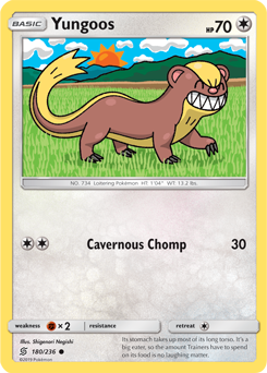 Common Pokémon card Yungoos 180/236 from Unified Minds expansion