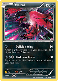 Rare Pokémon card Yveltal 78/146 from X&Y expansion