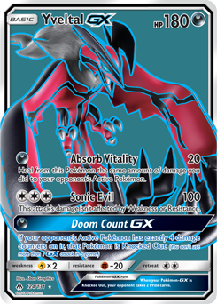 Full Art Pokémon Pokémon card Yveltal GX 124/131 from Forbidden Light expansion