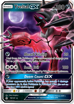 Pokémon GX Pokémon card Yveltal GX 79/131 from Forbidden Light expansion