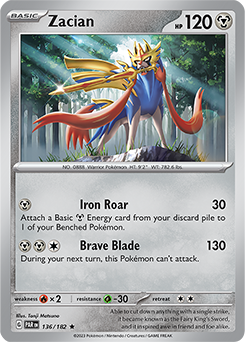 Zacian 136/182 Pokémon card from Paradox Rift for sale at best price
