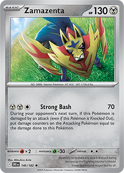 Rare Pokémon card Zamazenta 146/182 from Destined Rivals expansion