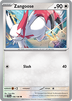 Common Pokémon card Zangoose 146/198 from Scarlet & Violet expansion