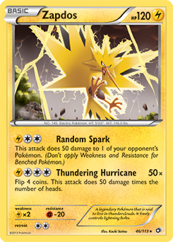 Carte Pokémon Zapdos 46/113 de la série Legendary Treasures en vente au meilleur prix