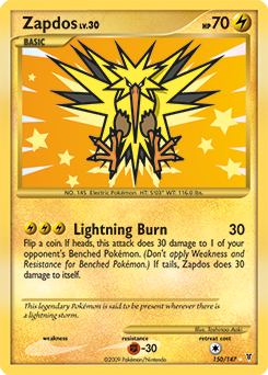 Secret Holo Pokémon card Zapdos 150/147 from Supreme Victors expansion