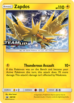 Promo Pokémon card Zapdos SM159 from Sun and Moon Promos expansion