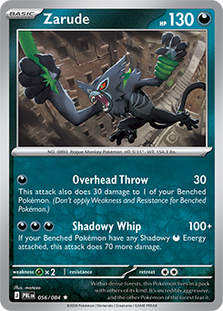 Carte Pokémon Rare Zarude 56/84 de la série Nuit Noire