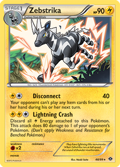 Rare Pokémon card Zebstrika 48/99 from Next Destinies expansion