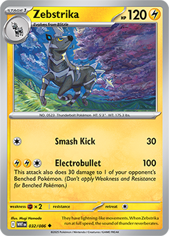 Uncommon Pokémon card Zebstrika 32/86 from White Flare expansion