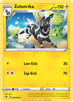 Uncommon Pokémon card Zebstrika 054/185 from Vivid Voltage expansion