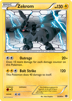 Rare Pokémon card Zekrom 50/99 from Next Destinies expansion