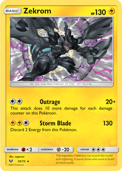 Rare holo Pokémon card Zekrom 35/73 from Shining Legends expansion