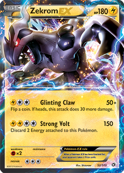 Pokémon EX Pokémon card Zekrom EX 52/113 from Legendary Treasures expansion