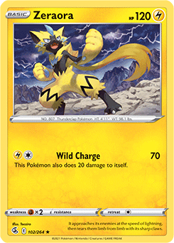 Rare Pokémon card Zeraora 102/264 from Fusion Strike expansion