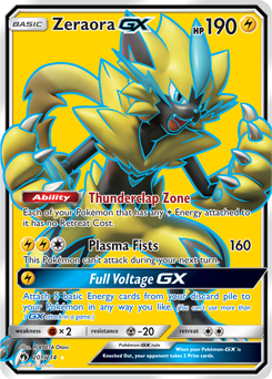 Full Art Pokémon Pokémon card Zeraora GX 201/214 from Lost Thunder expansion