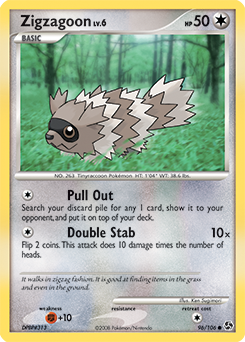 Common Pokémon card Zigzagoon 96/106 from Great Encounters expansion