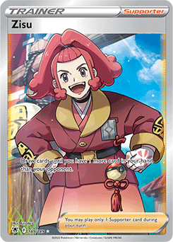 Full Art Trainer Pokémon card Zisu 189/189 from Astral Radiance expansion