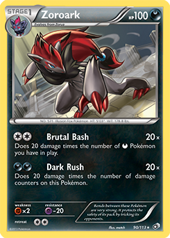 Carte Pokémon Zoroark 90/113 de la série Legendary Treasures en vente au meilleur prix