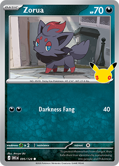 Common Pokémon card Zorua 095/128 from 30th Celebration expansion