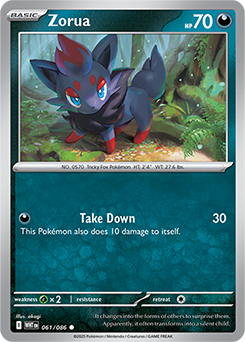 Common Pokémon card Zorua 61/86 from White Flare expansion