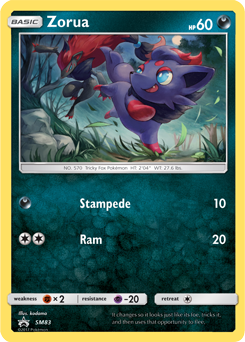Promo Pokémon card Zorua SM83 from Sun and Moon Promos expansion