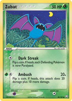 Carte Pokémon Commune Zubat 82/109 de la série Ex Team Rocket Returns