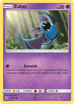 Zubat 54/149 Pokémon card from Sun & Moon for sale at best price