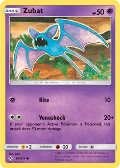 Zubat 64/214 Pokémon card from Unbroken Bonds for sale at best price