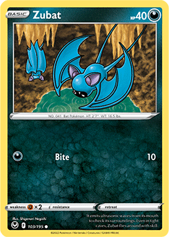 Common Pokémon card Zubat 103/195 from Silver Tempest expansion