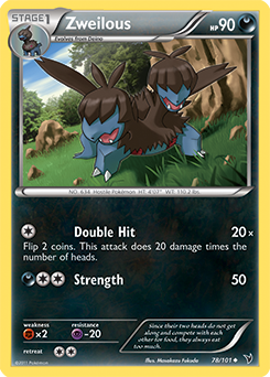 Uncommon Pokémon card Zweilous 78/101 from Noble Victories expansion