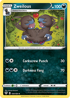 Zweilous 109/189 Pokémon card from Darkness Ablaze for sale at best price