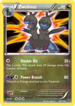 Uncommon Pokémon card Zweilous 85/114 from Steam Siege expansion