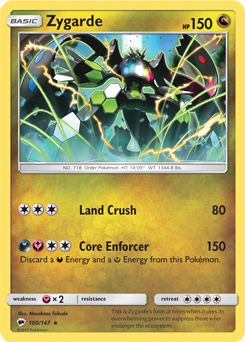 Zygarde 100/147 Pokémon card from Burning Shadows for sale at best price